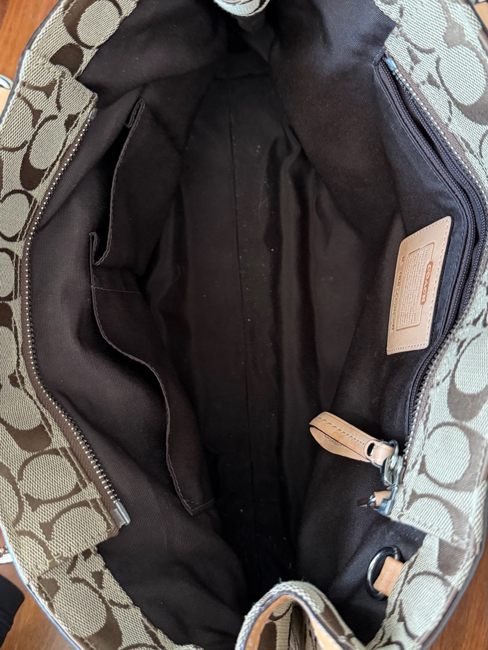 Coach Signature Tan and Brown East West Handbag - Picture 4 of 10